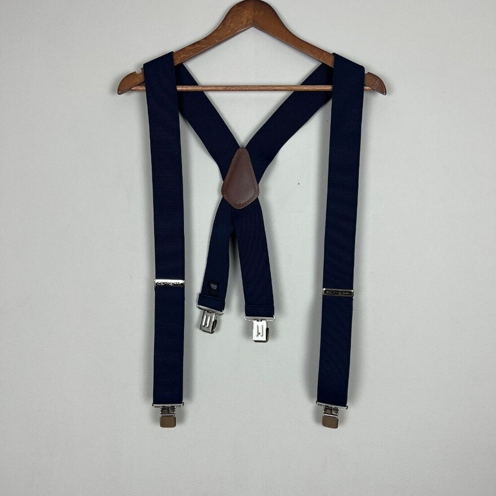 Carhartt Suspenders Mens Utility One Size Heavy Duty Navy Blue Leather Workwear